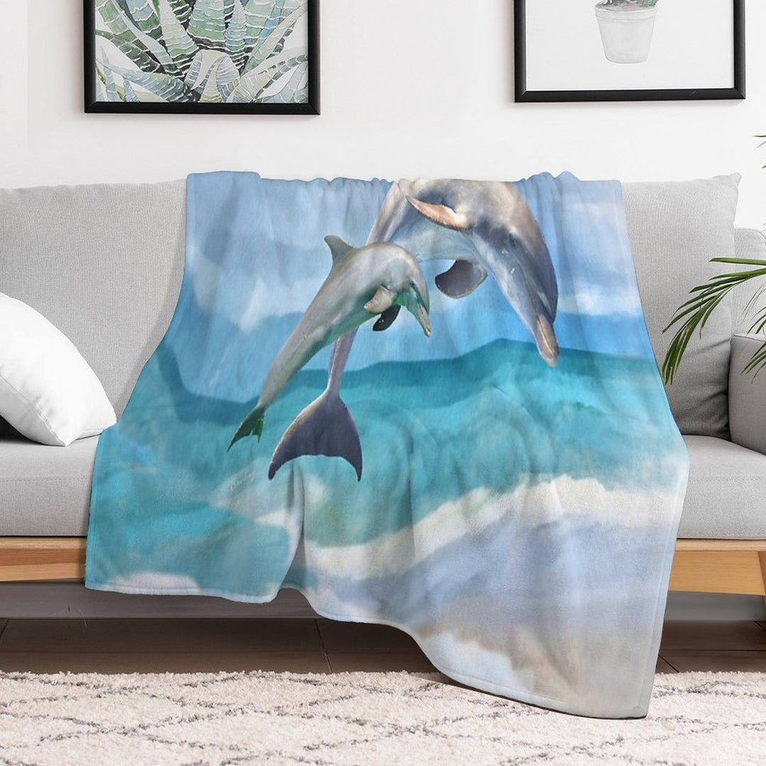 Playful Dolphins Wrinkle-free Throw Blanket