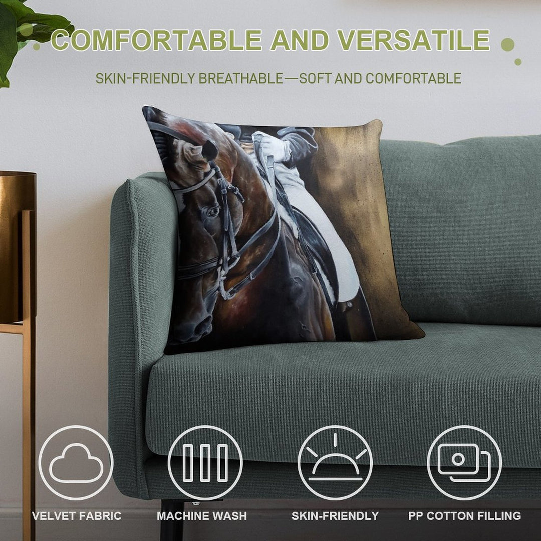 Dressage Horse on Gold Soft Warmth Comfort Throw Pillow