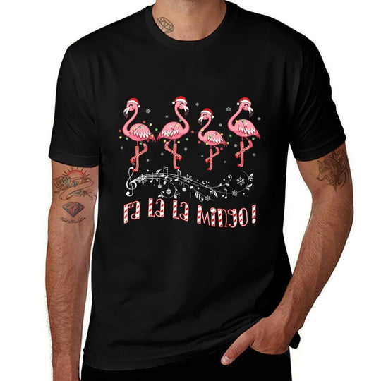 Candy Cane Flamingoes Fa La La MINGO Flamingo Christmas  Lightweight T-Shirt