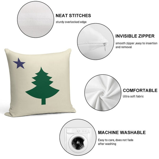 Old Original 1901 Maine State Flag with Pine Tree And Star Soft Short Plush Fabric Throw Pillow