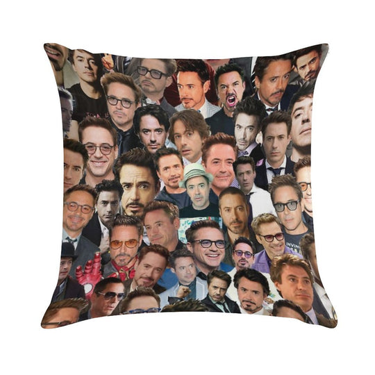 Robert Downey Jr. Collage Soft Home Decor Throw Pillow