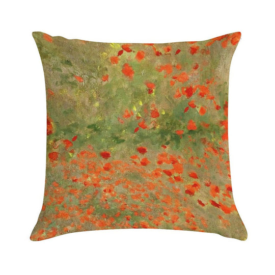 Monet Poppy Field Poppies Only Version Soft High-Density Material Throw Pillow