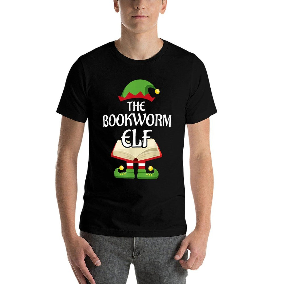 Bookworm Elf Family Matching Group Christmas Reading  Graphic-printed T-Shirt