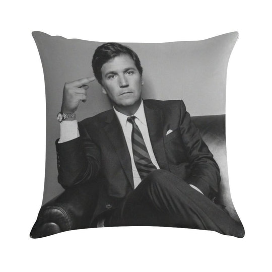 Tucker Carlson Middle Finger Soft Decorative Cover Throw Pillow