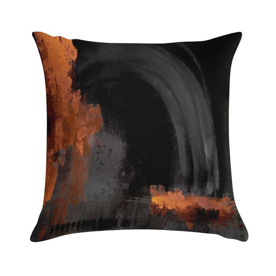 Black Orange Abstract Soft Skin-Friendly Throw Pillow