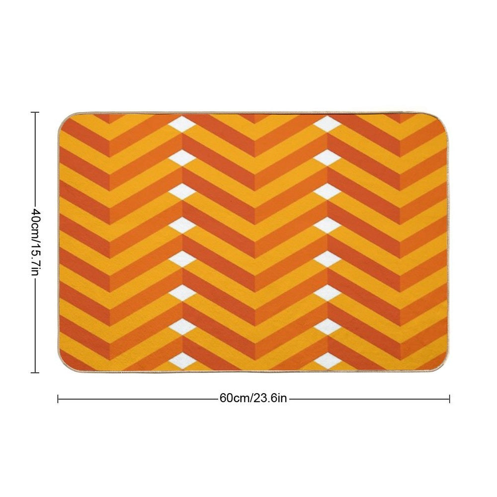Desert Orange And Yellow Isometric Chevron on White Geometric Pattern  High-Traffic Bath Mat