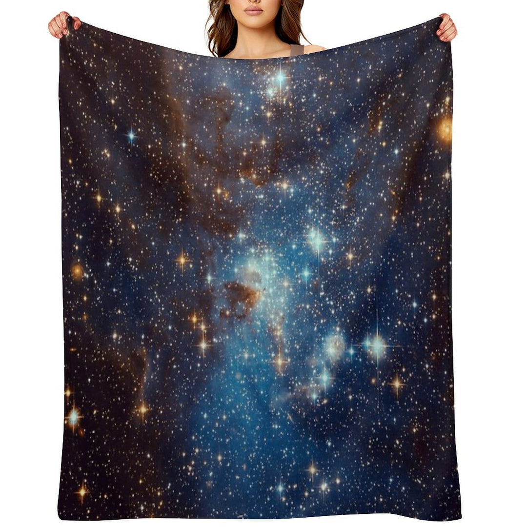 Blue Nebula Stars Space Anti-pilling Throw Blanket