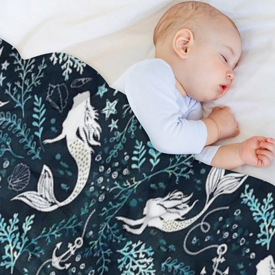 Mermaid Ocean Dark Premium Throw Blanket