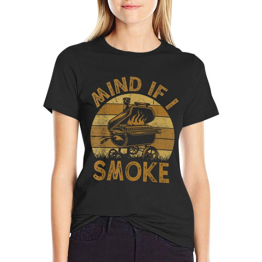 Mind If I Smoke Funny BBQ Barbeque Grilling Chef Dad  Polyester Blend T-Shirt