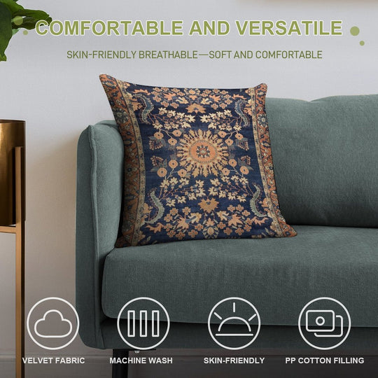 Sarouk Persian Floral Rug Print Soft Style Accent Throw Pillow