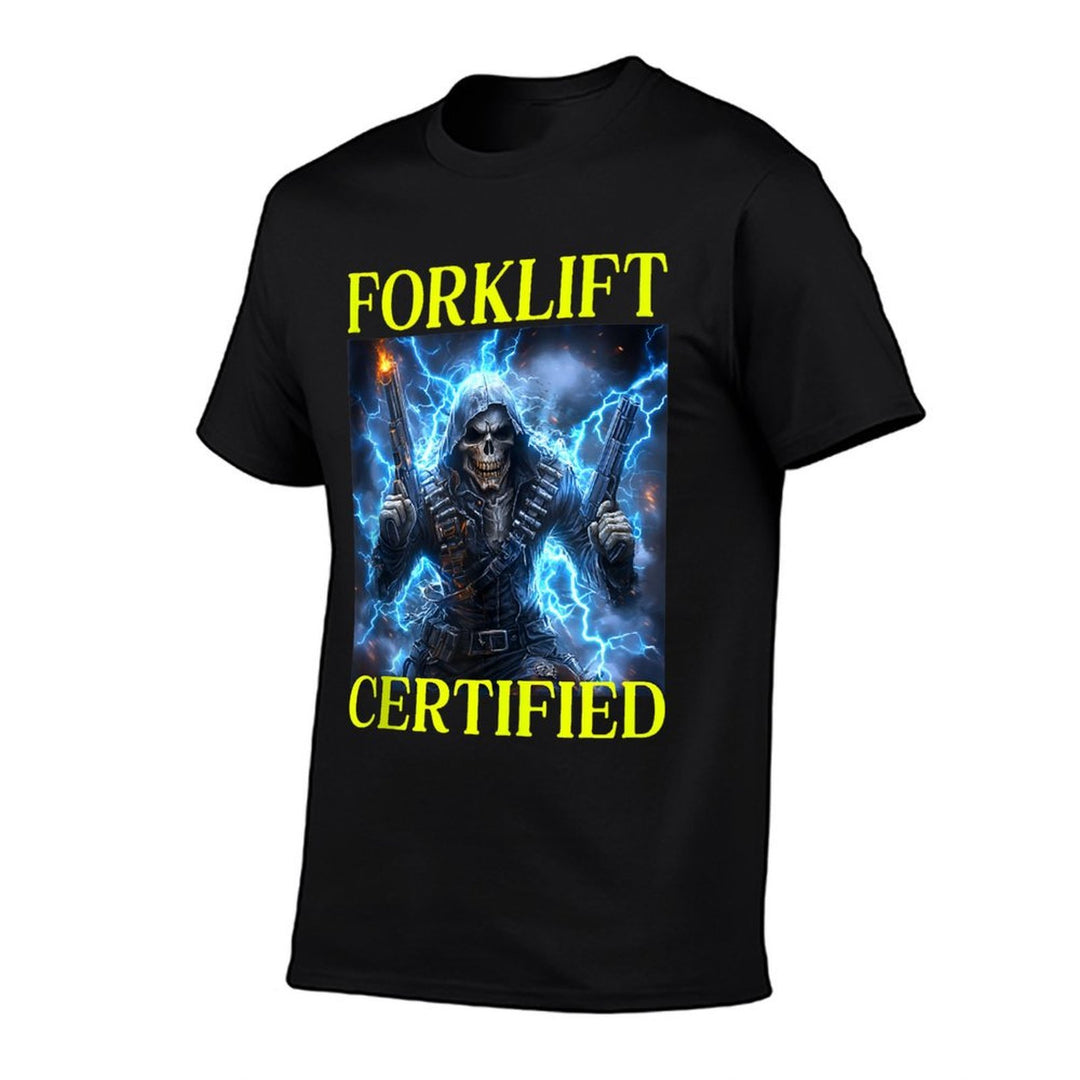 I Am Forklift Certified Badass Skeleton Meme  High-quality Stitching T-Shirt