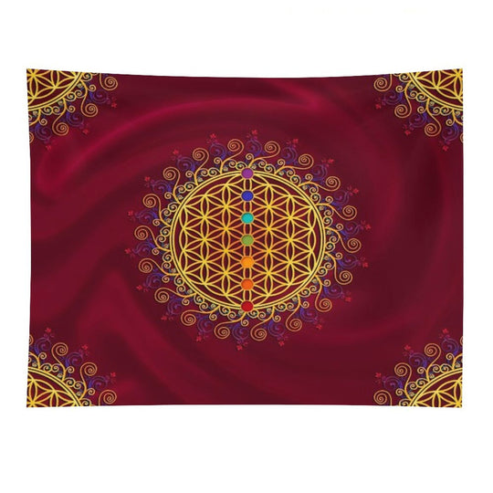 FLOWER OF LIFE, CHAKRAS, SPIRITUALITY, YOGA, ZEN, Tapestry