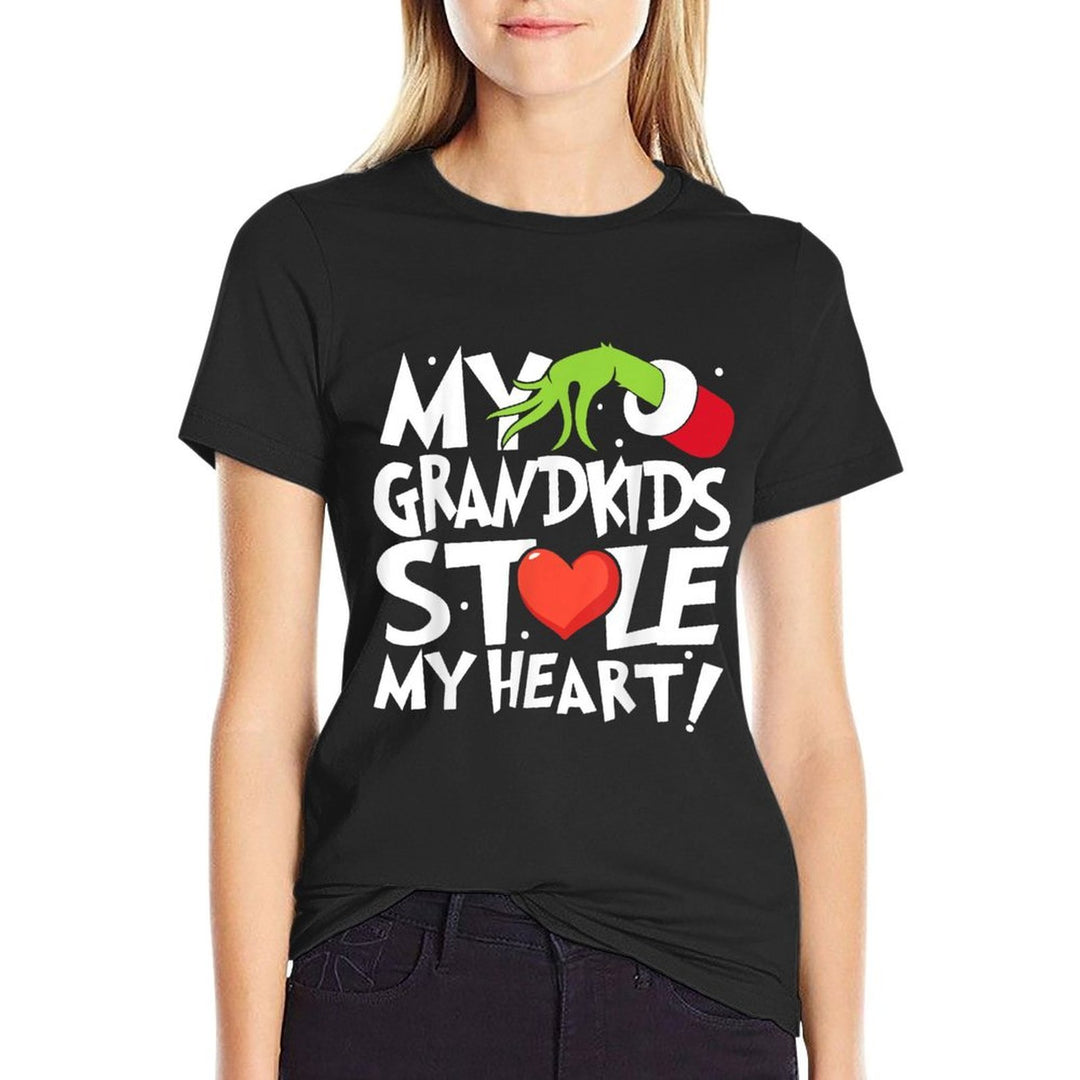 Vintage My Grandkids Stole My Christmas Heart Grandma Xmas  Summer-ready Fabric T-Shirt