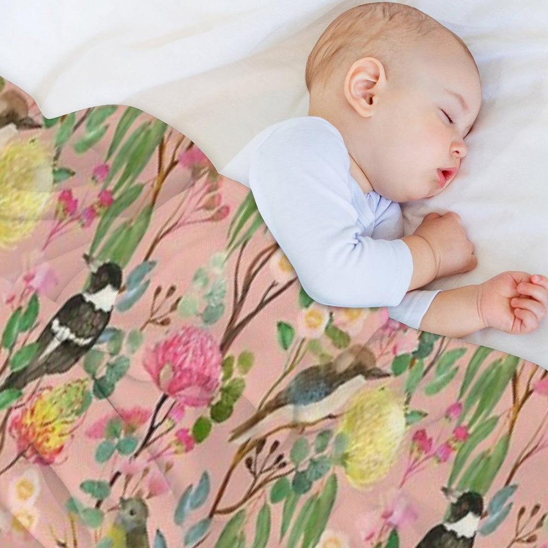 Australian Birds And Blooms Native Flora Chinoiserie Velvety-soft Throw Blanket