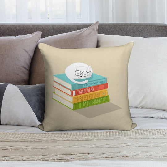 The Cat Loves Books Soft Easy Maintenance Throw Pillow