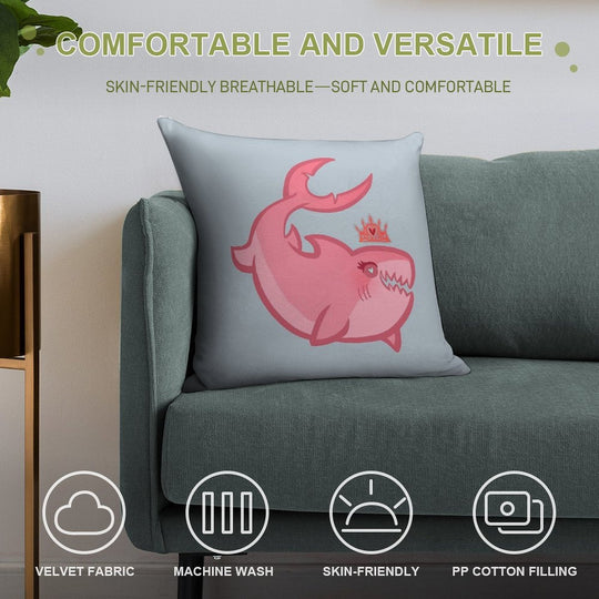 Shark Princess Soft Fade-Resistant Throw Pillow