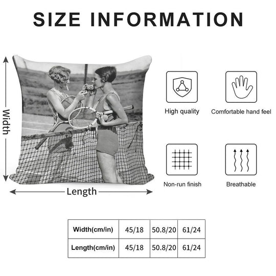 Women Tennis Players, Cigarette Break, Vintage Black And White Art Soft Durable Construction Throw Pillow