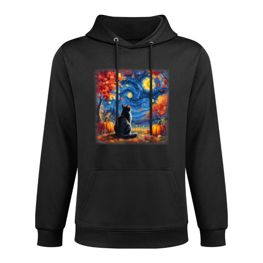Cat Starry Night Van Gogh Cat Lover Thanksgiving Fall Autumn Pilling-Resistant Hoodie