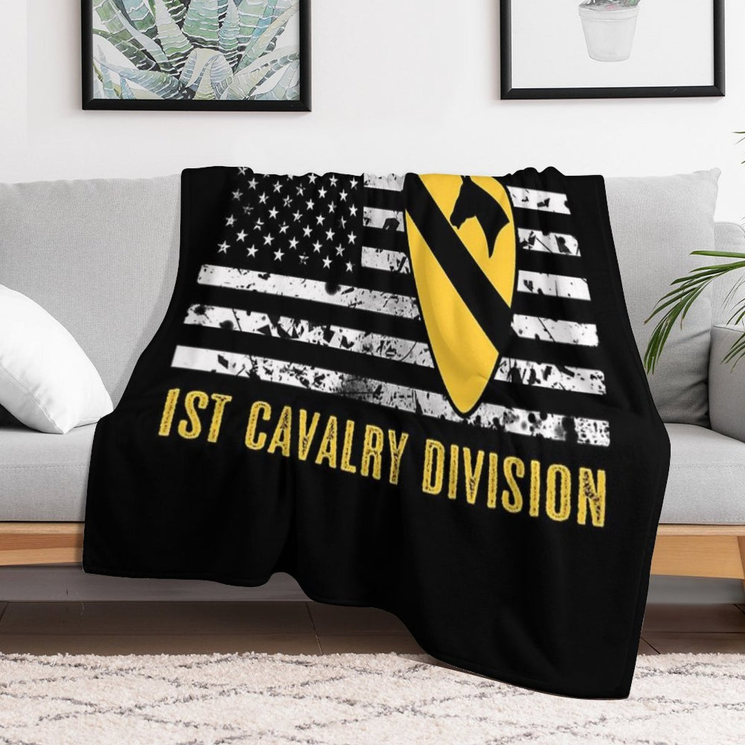 1st Cavalry Division (Distressed Flag) Velvety-soft Throw Blanket