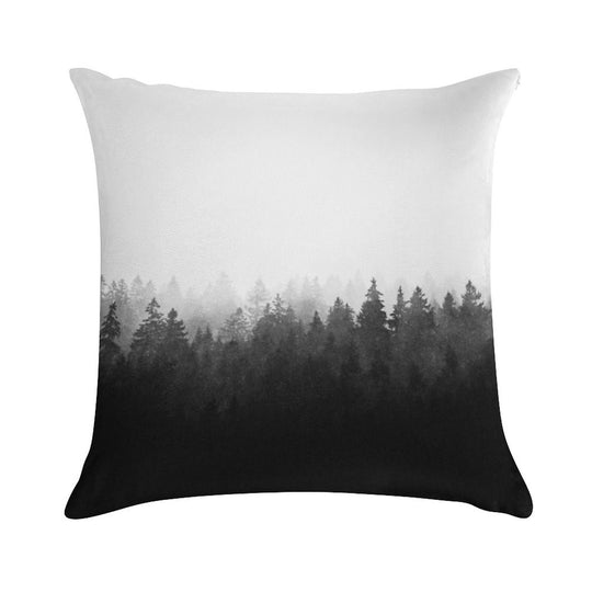 A Wilderness Somewhere  Misty Romantasy Fairytale Ghostwood Forest With Cascadia Trees Covered In Magic Light And Fog Soft Gift Ready Throw Pillow