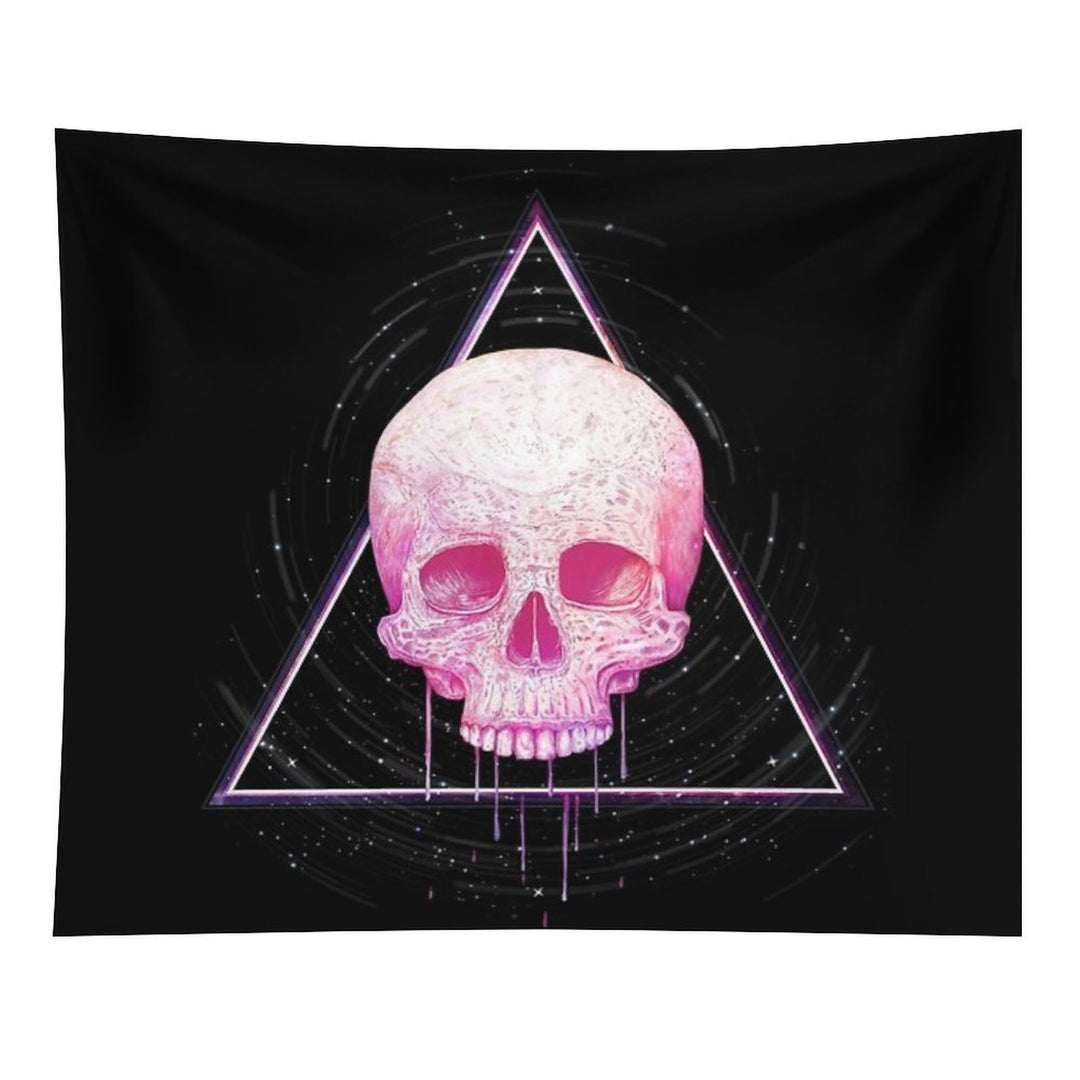 Skull in Triangle on Black Tapestry
