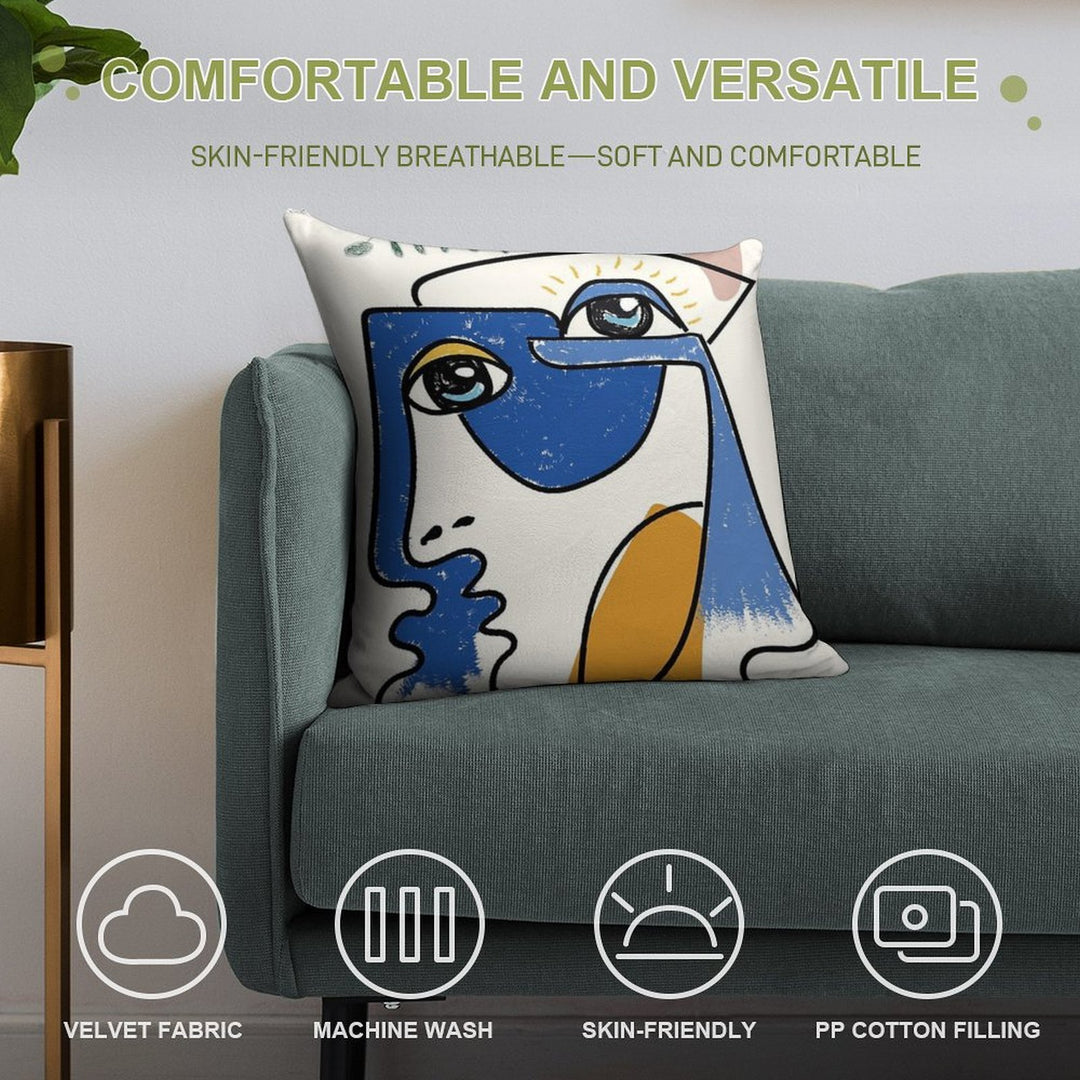 Minimal  Cute Face Soft Fade-Resistant Throw Pillow