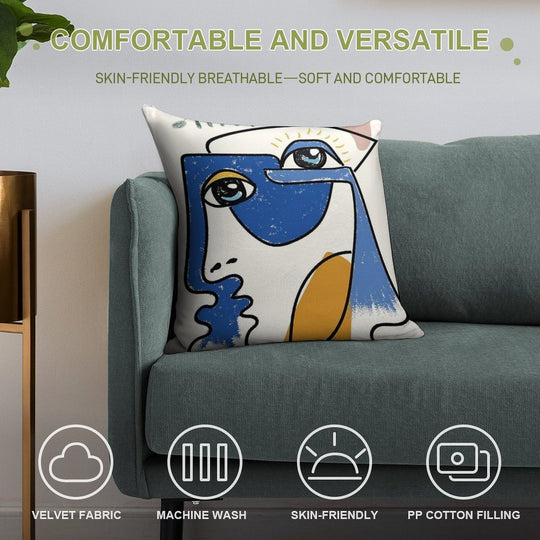 Minimal  Cute Face Soft Fade-Resistant Throw Pillow