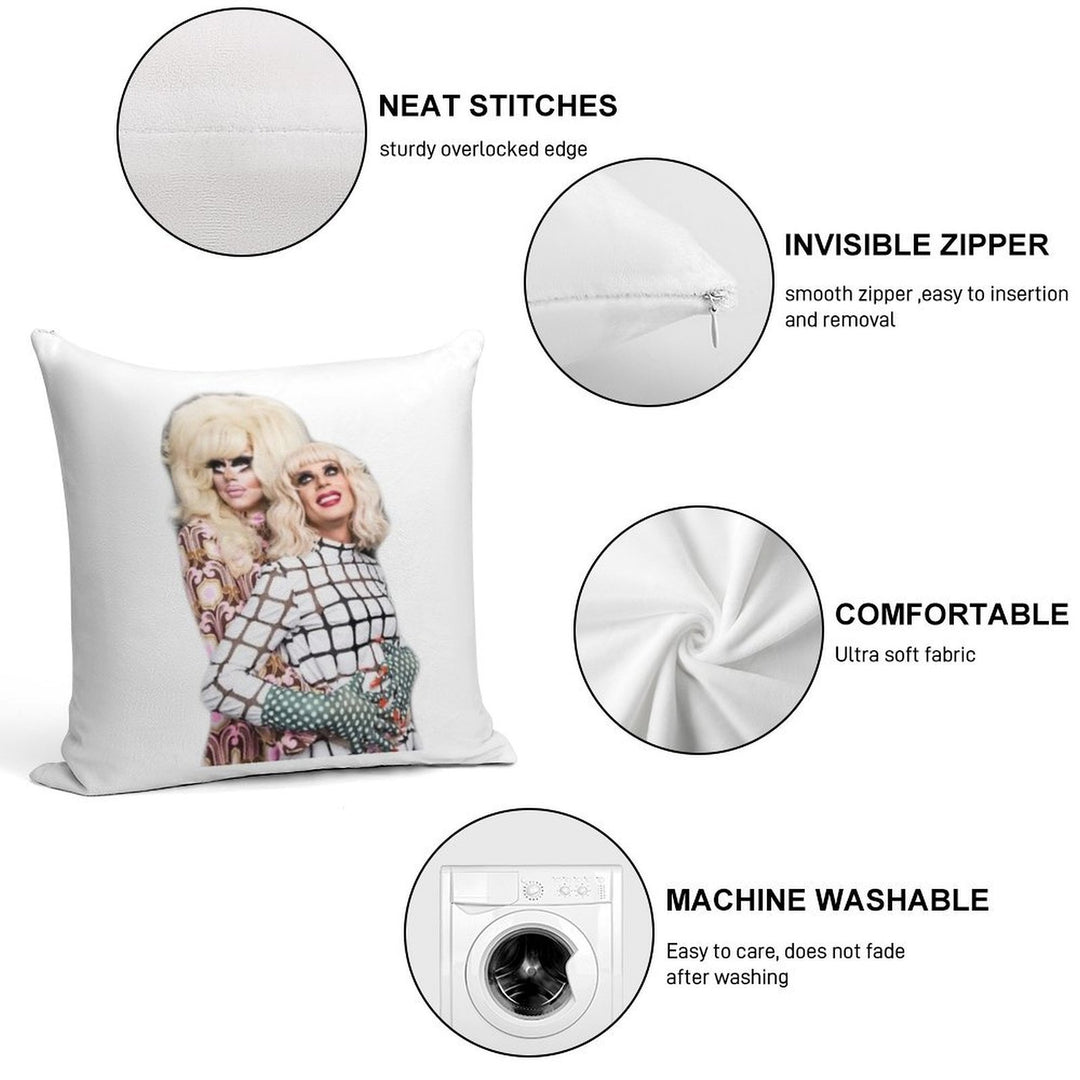 Trixie And Katya Couple Pose Soft Luxury Feel Throw Pillow