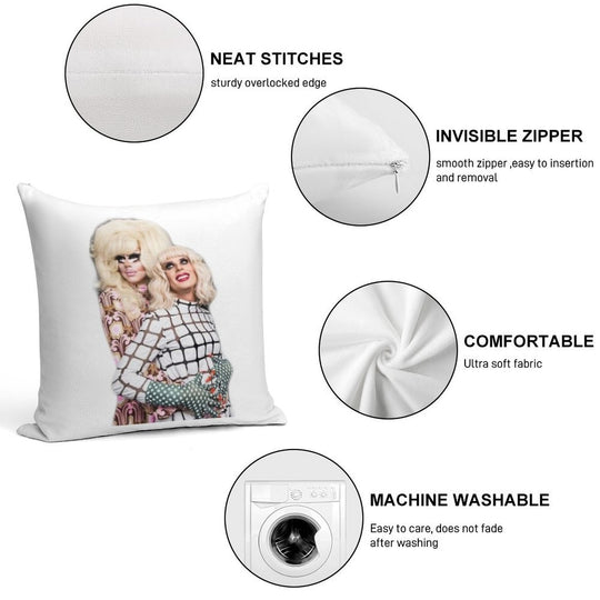 Trixie And Katya Couple Pose Soft Luxury Feel Throw Pillow