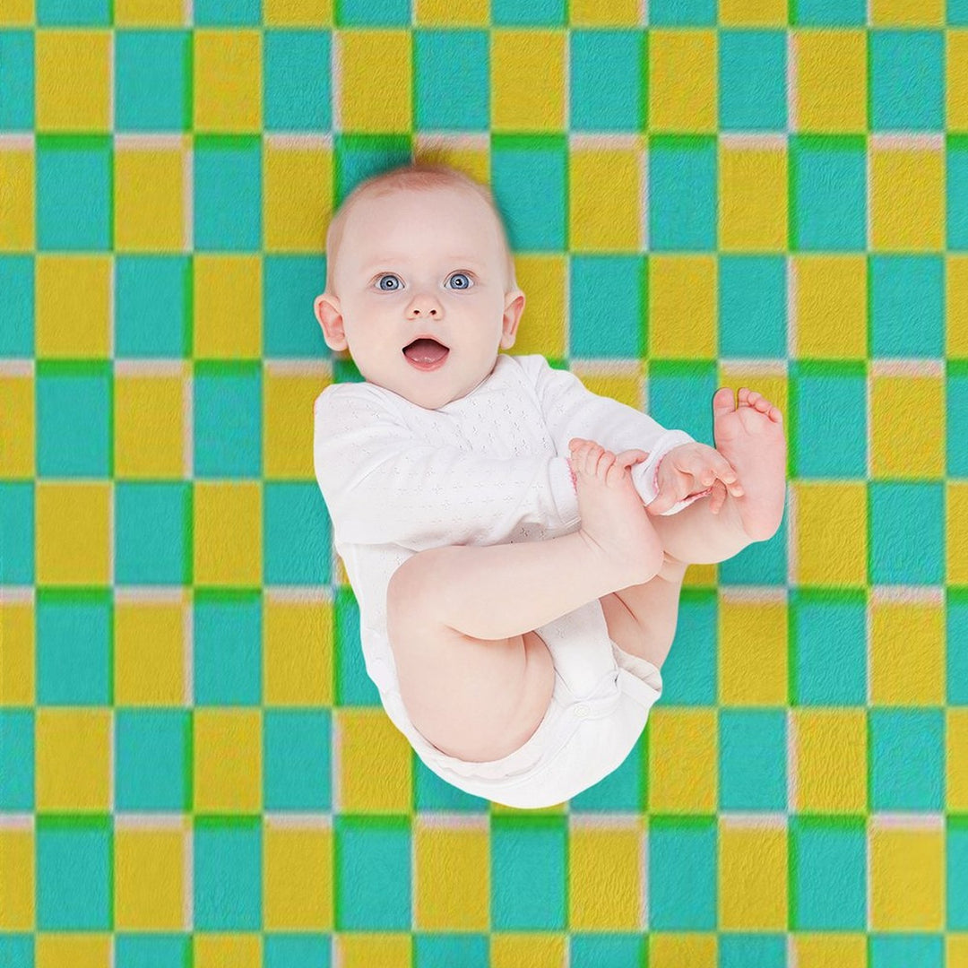Turquoise And Yellow Checkerboard Pattern Easy Care Throw Blanket