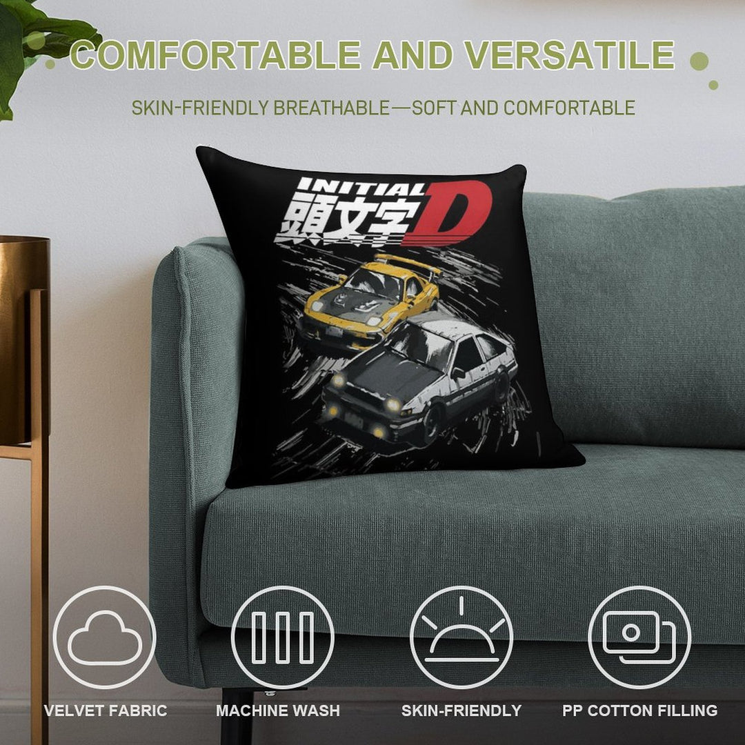 Mountain Drift Racing Initial D Tandems AE86 Vs FD Rx-7 Soft Style Accent Throw Pillow