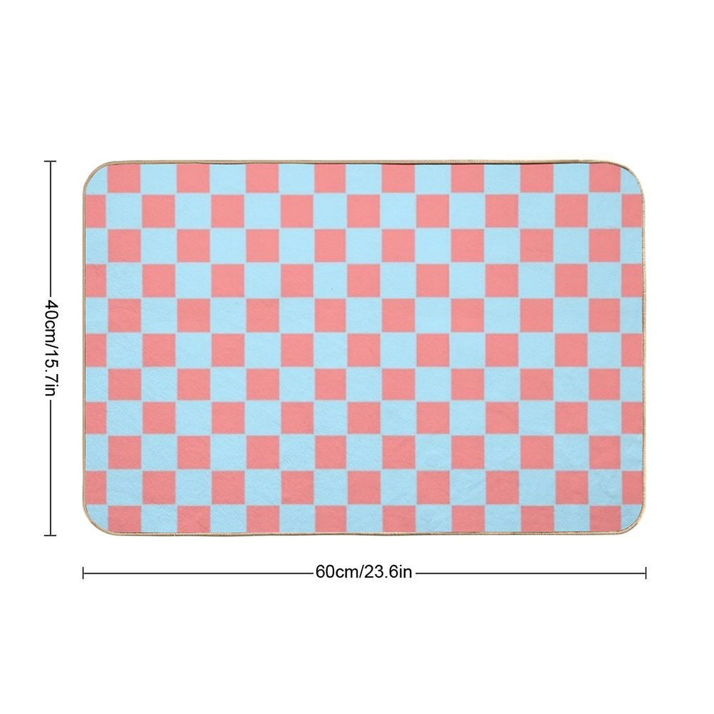 Bubblegum Pink And Blue Checkerboard Chess Square Pattern  Versatile Bath Mat