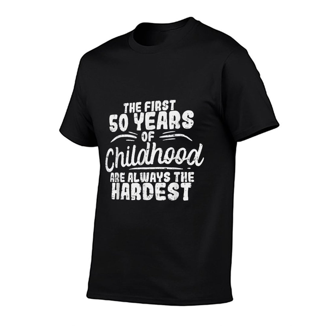 First 50 Years Of Childhood 50th Birthday 1970 1971  Rolled Sleeves T-Shirt