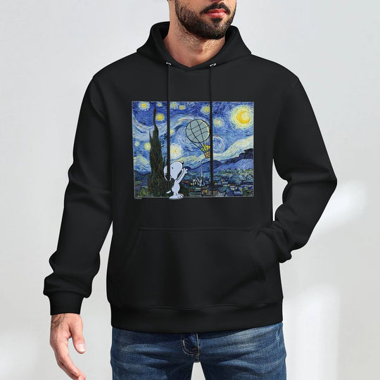 Starry Night Snoopy & Woodstock Balloon Adjustable Hood Hoodie