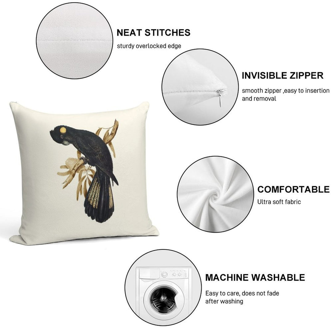 Yellow-tailed Black Cockatoo Soft Luxury Feel Throw Pillow