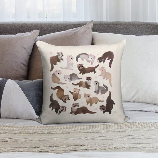 Ferret - Bright Soft Reinforced Edging Throw Pillow