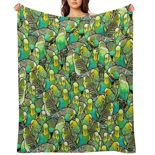 Budgie Pattern Travel-friendly Throw Blanket
