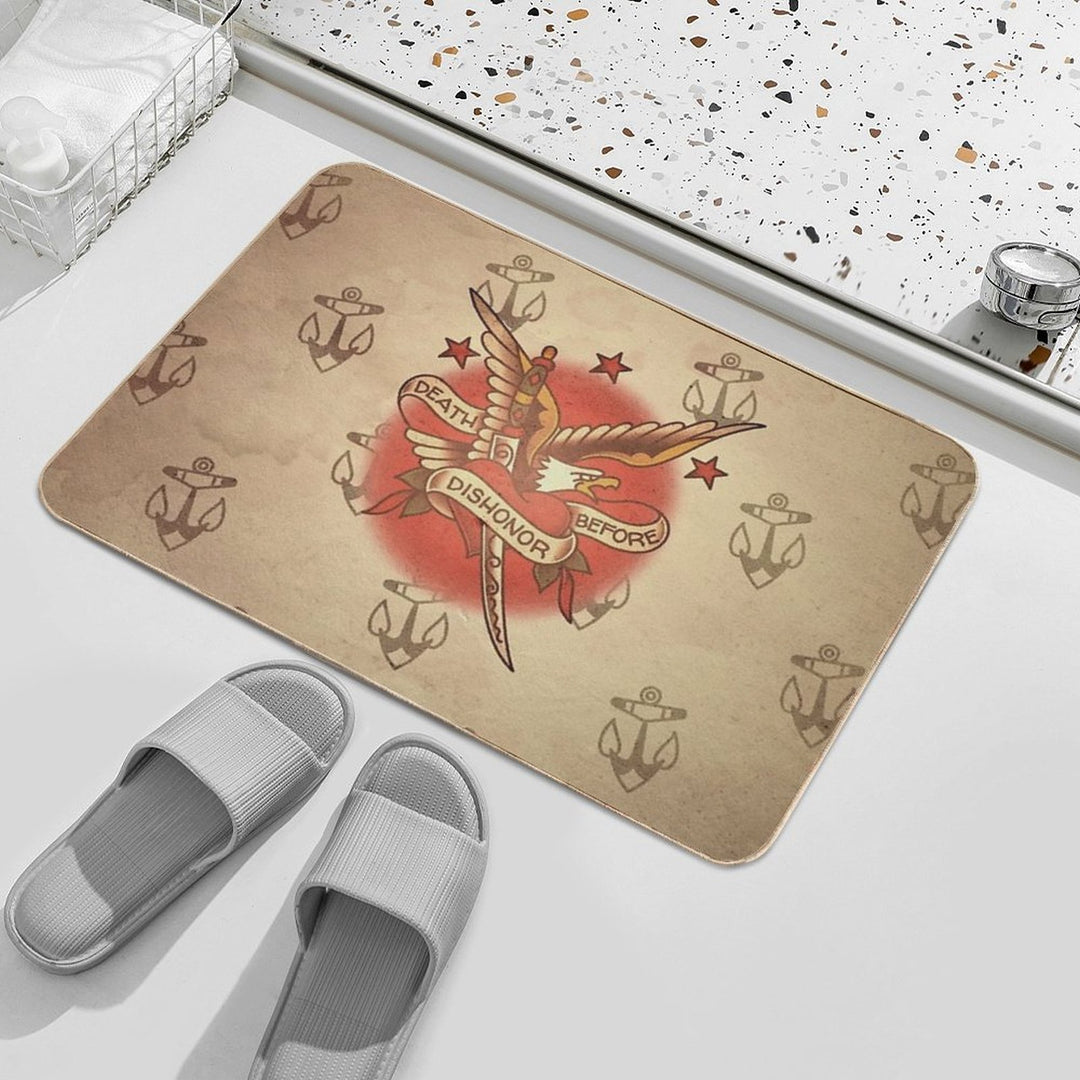 Salty-Dog American Traditional Death Before Dishonor Design  Rapid-Drying Bath Mat