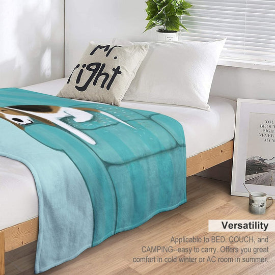 Happy Couch Dog  Cute Beagle Velvety-soft Throw Blanket