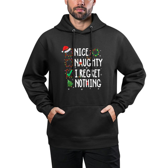 Christmas List Nice Naughty I Regret Nothing Funny Xmas Pilling-Resistant Hoodie
