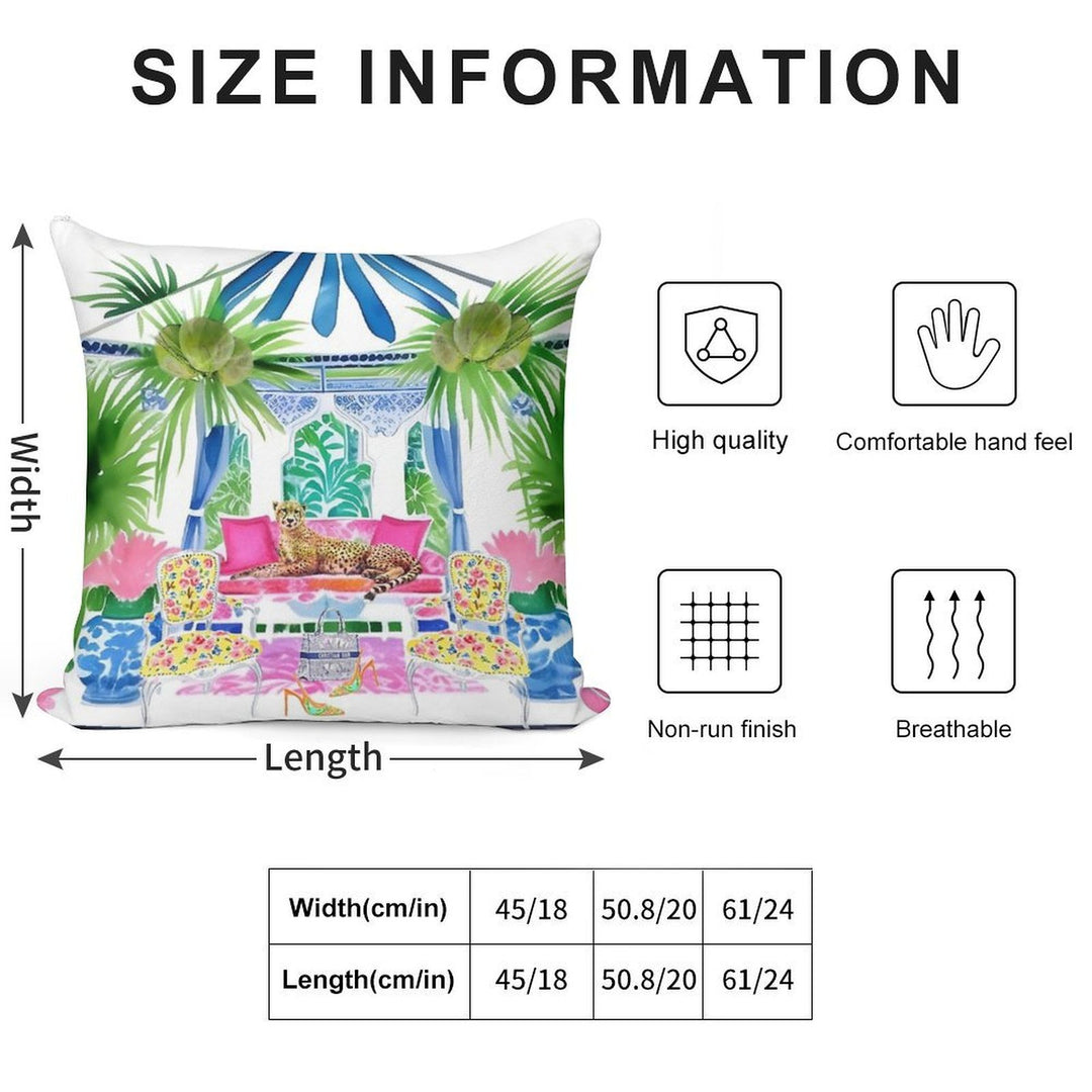 Preppy Cheetah in Stripy Blue Cabana Soft Multiple Sizes Throw Pillow