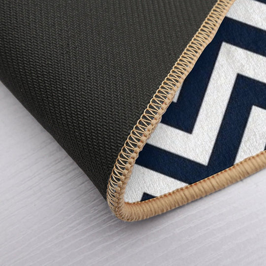 White And Navy Chevron Elegant Pattern  Easy Maintenance Bath Mat