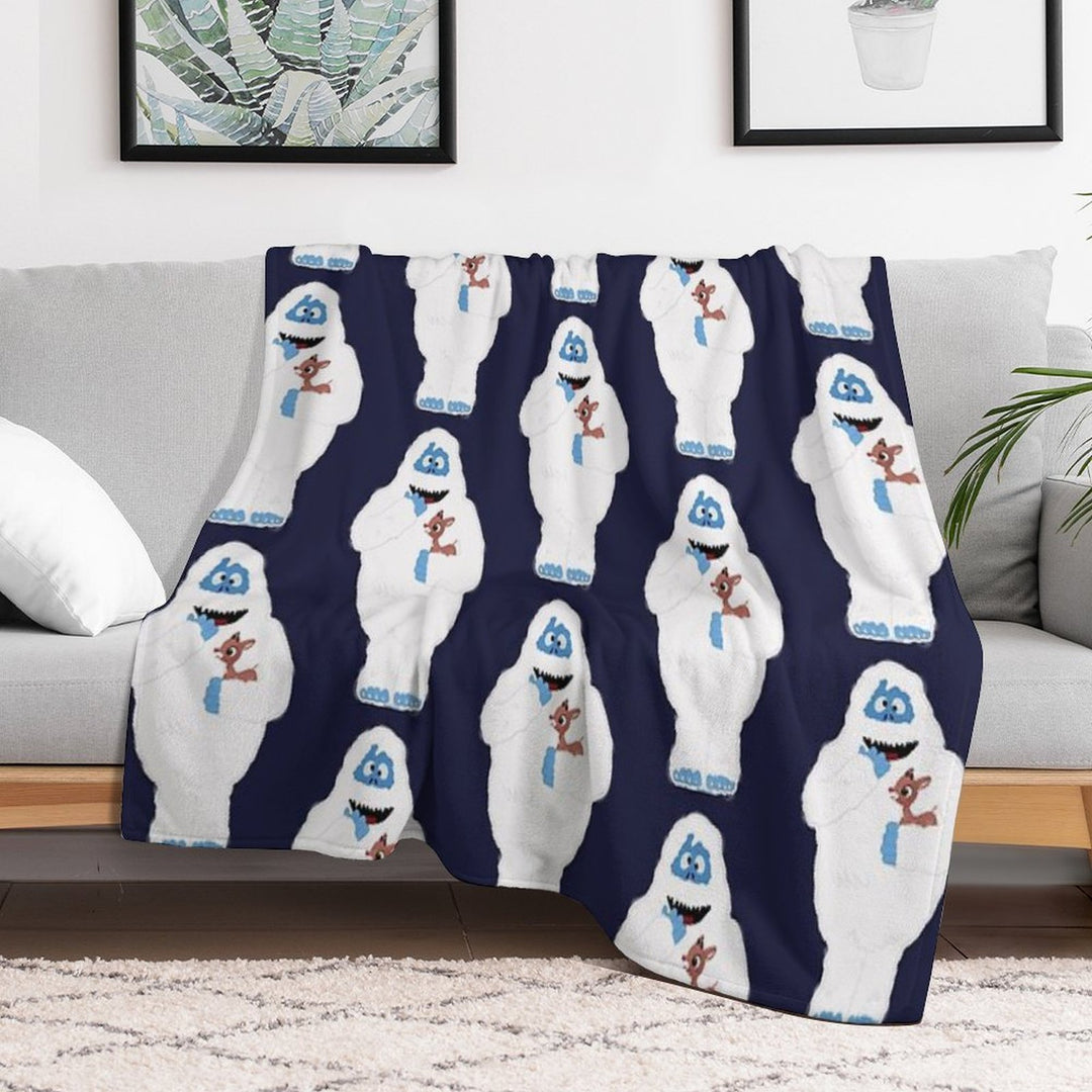 Classic Christmas Abominable Snowman with Rudolph © GraphicLoveShop Compact Throw Blanket