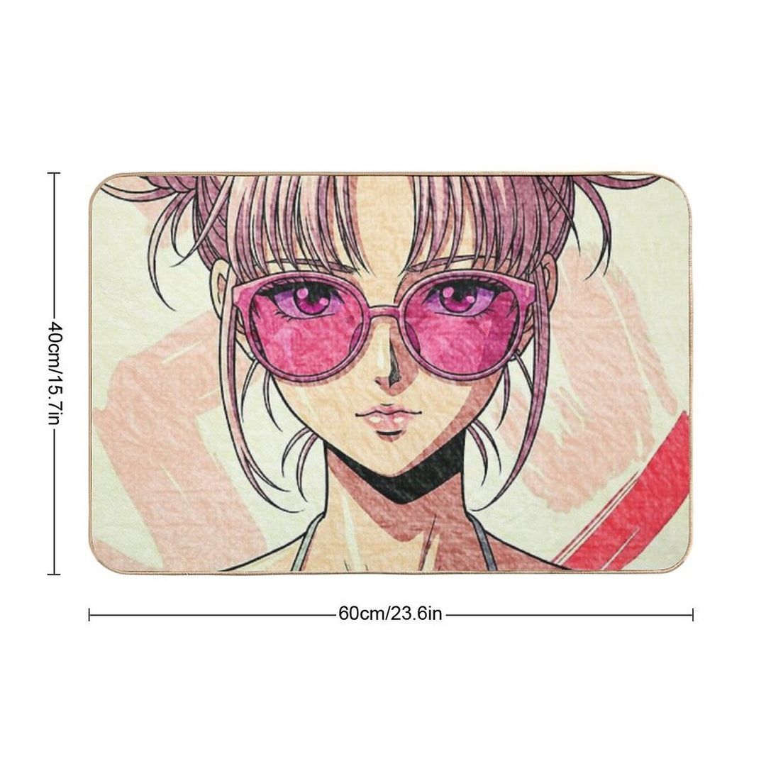 90s Anime Girl Design  Pet-Safe Bath Mat