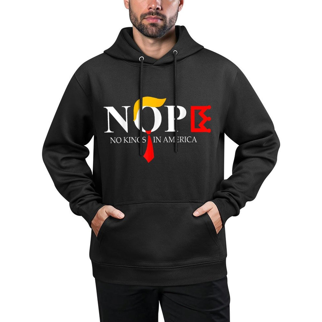 No Kings Nope Protest Sign Horizontal Cotton-Polyester Blend Hoodie