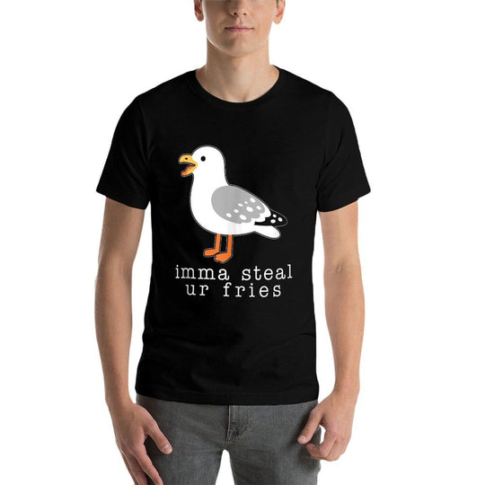 Imma Steal Ur Fries Women, Funny Cute Seagull Brid Meme  Fade-proof Color T-Shirt