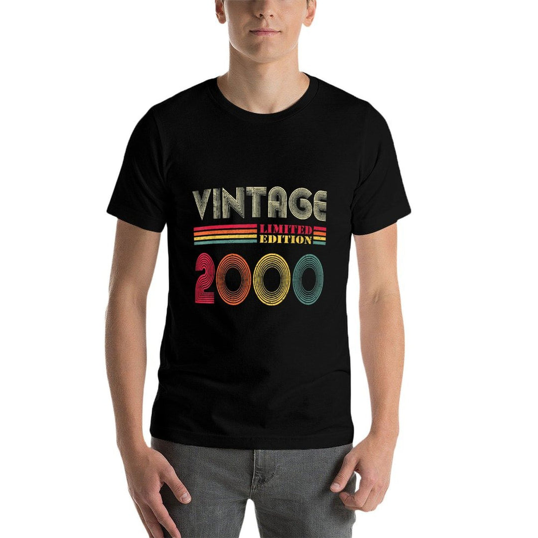 21 Year Old Gifts Vintage 2000 Limited Edition 21st Birthday  Ribbed Collar T-Shirt