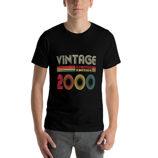 21 Year Old Gifts Vintage 2000 Limited Edition 21st Birthday  Ribbed Collar T-Shirt