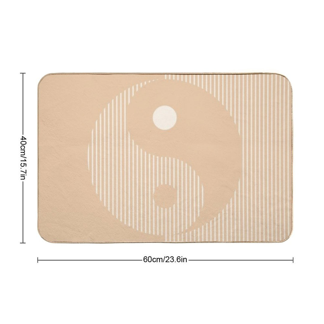 Geometric Lines Ying And Yang III in Beige Shades  High-Traffic Bath Mat