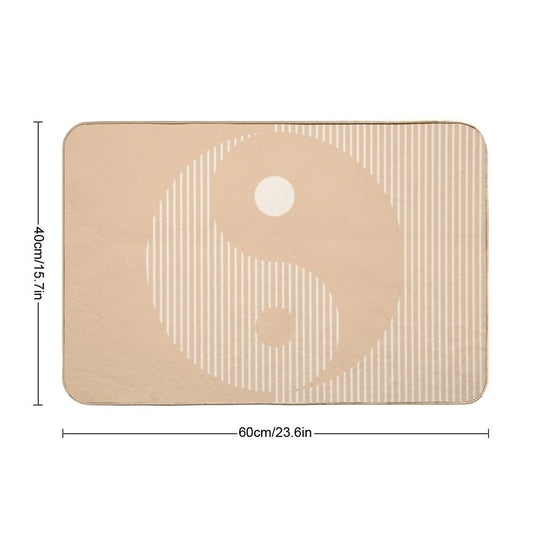 Geometric Lines Ying And Yang III in Beige Shades  High-Traffic Bath Mat